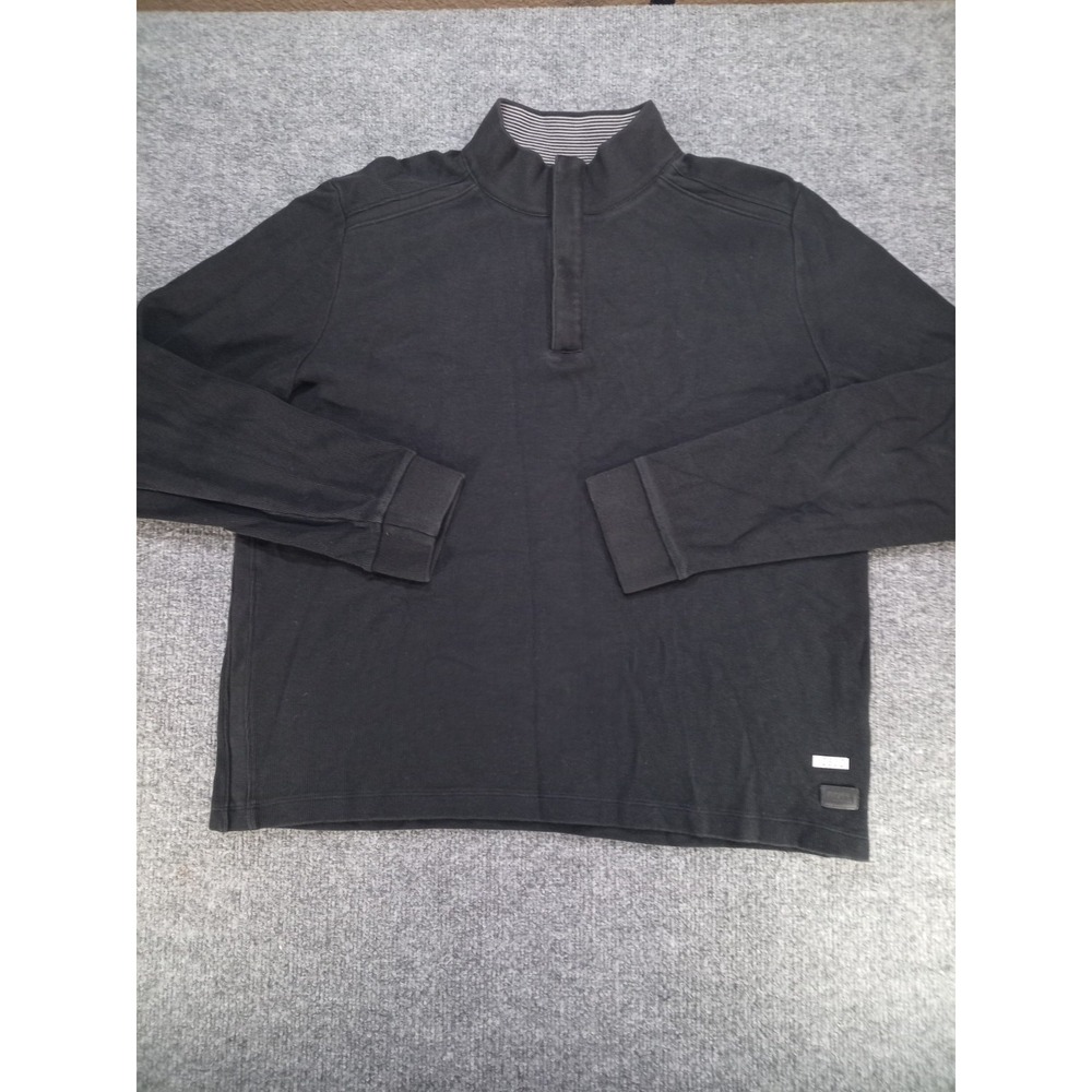 BOSS Hugo Boss Quarter Zip Pullover Mens Black Regular Fit Long Sleeve
